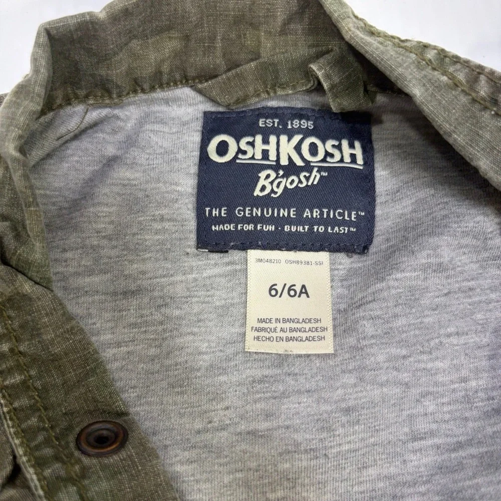OshKosh Bgosh Kids Camo Field Jacket Green Military Utility Coat Size 6 READ